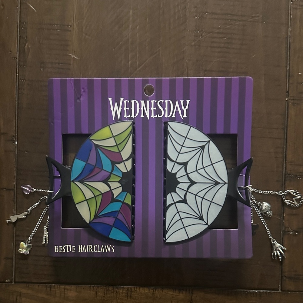 Wednesday and Enid Stain Glass Hair Claws